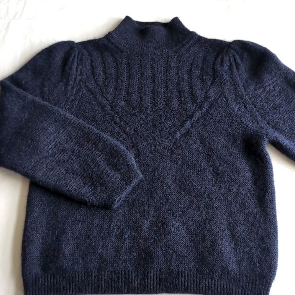 Des Petits Hauts Mohair Alpaca Blend French Navy Blue Knit Sweater Women's Small